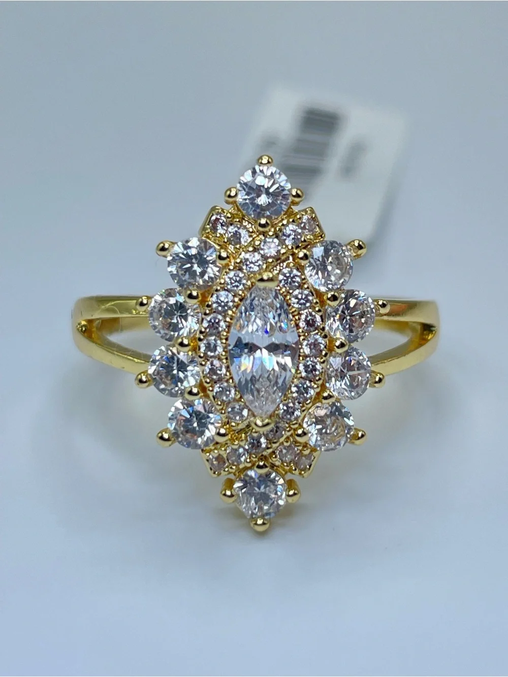 Swarovski Crystal Elements White Crystal Art Deco Ring Vintage Look Sz 8